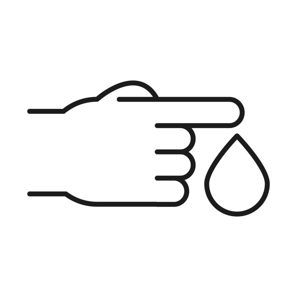 hand met drop line stijl icoon vector design