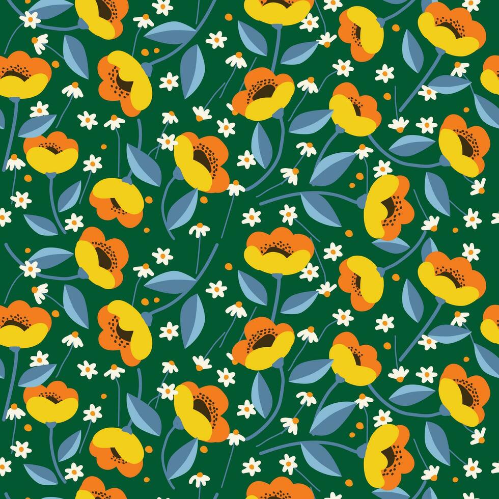 hand- getrokken bloemen, naadloos patronen met bloemen voor kleding stof, textiel, kleding, omhulsel papier, omslag, banier, interieur decor, abstract achtergronden. vector