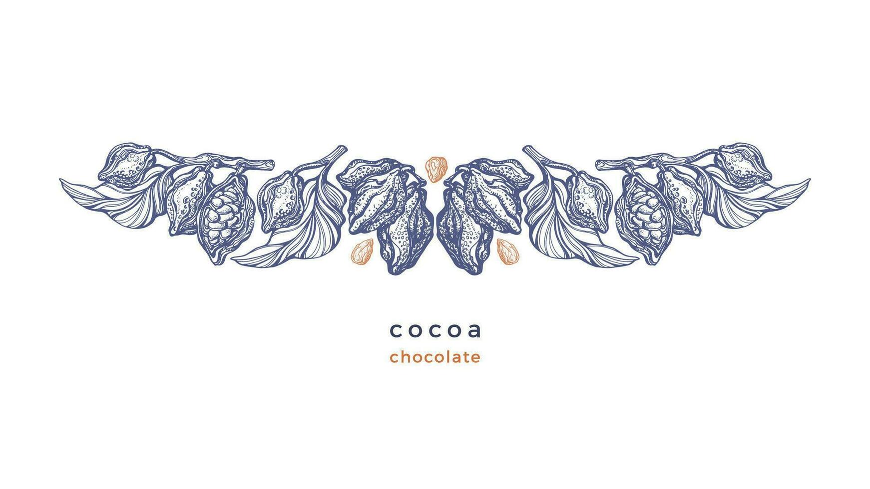 cacao grens. vector grafisch Boon, takje, kunst fruit