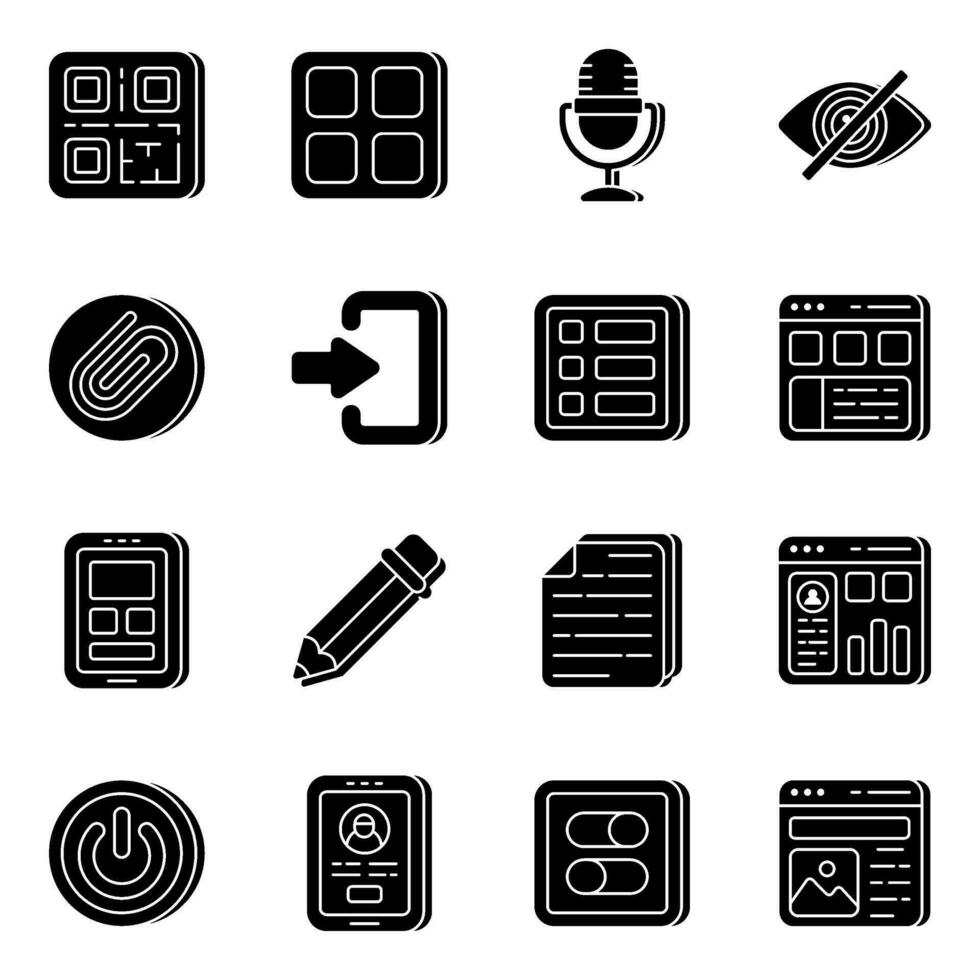 pakket solide pictogrammen voor gebruikersinterface vector