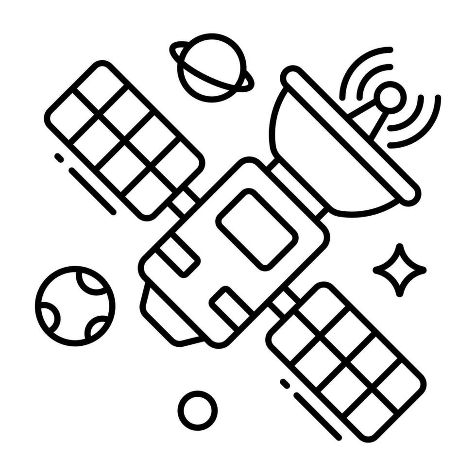 een lineair ontwerp icoon van satelliet schotel vector