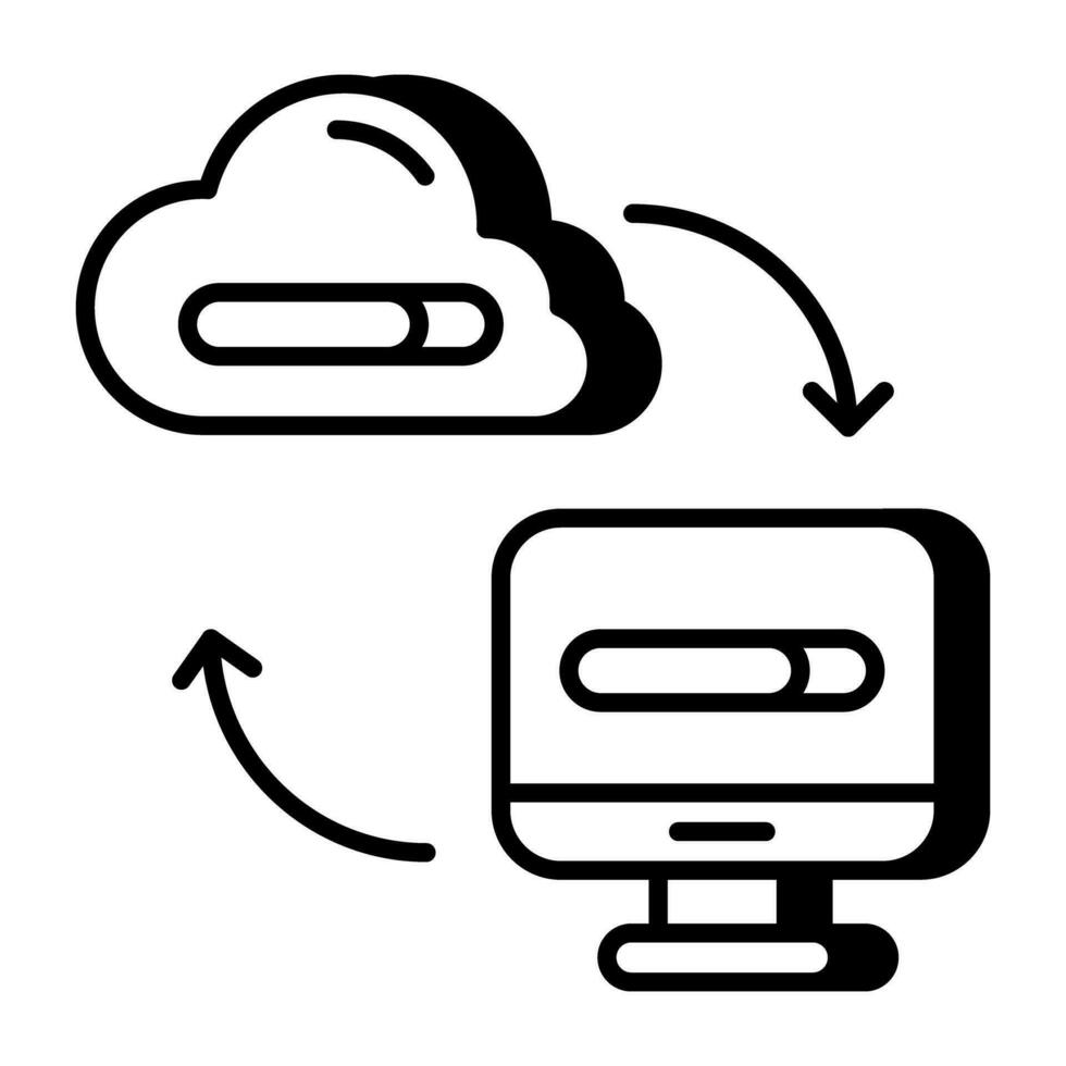 een uniek ontwerp icoon van wolk apparaat overdracht vector