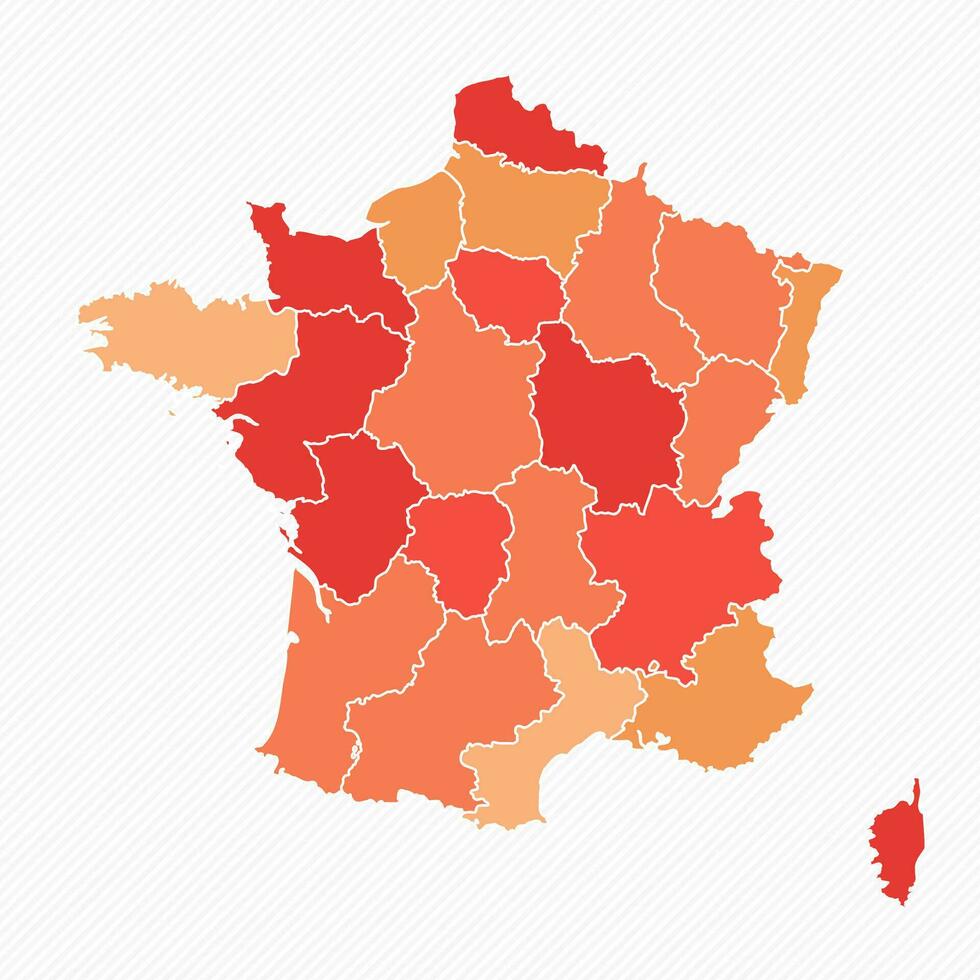 kleurrijk Frankrijk verdeeld kaart illustratie vector