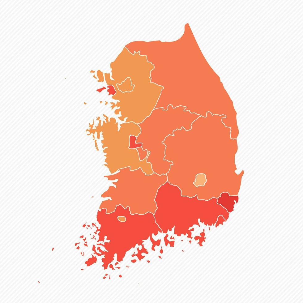 kleurrijk zuiden Korea verdeeld kaart illustratie vector