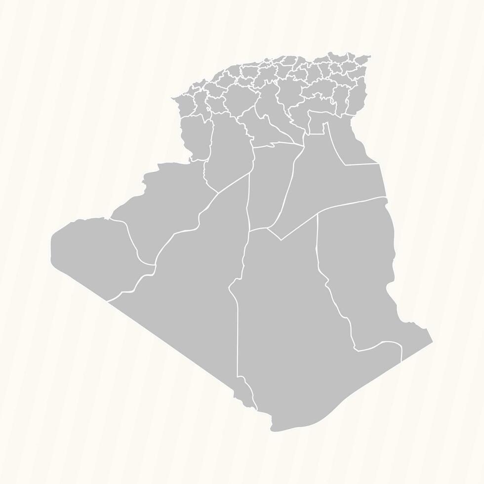 gedetailleerd kaart van Algerije met staten en steden vector