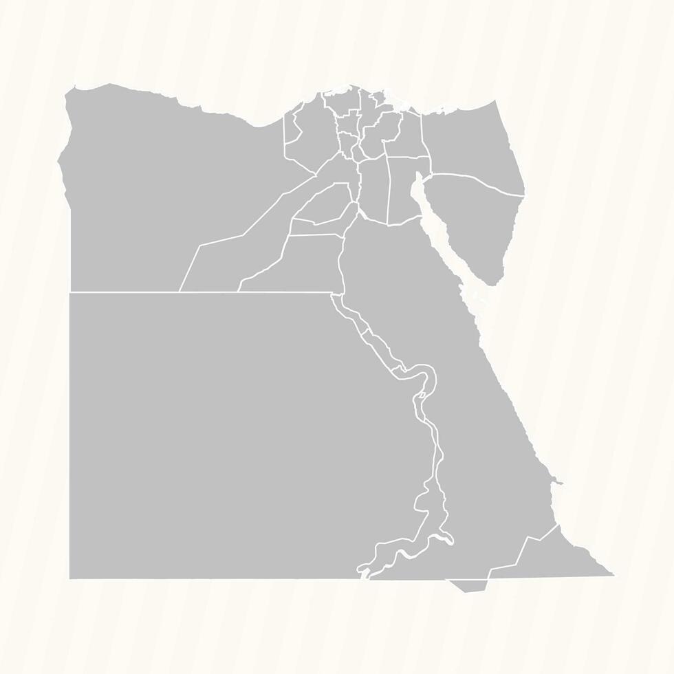 gedetailleerd kaart van Egypte met staten en steden vector