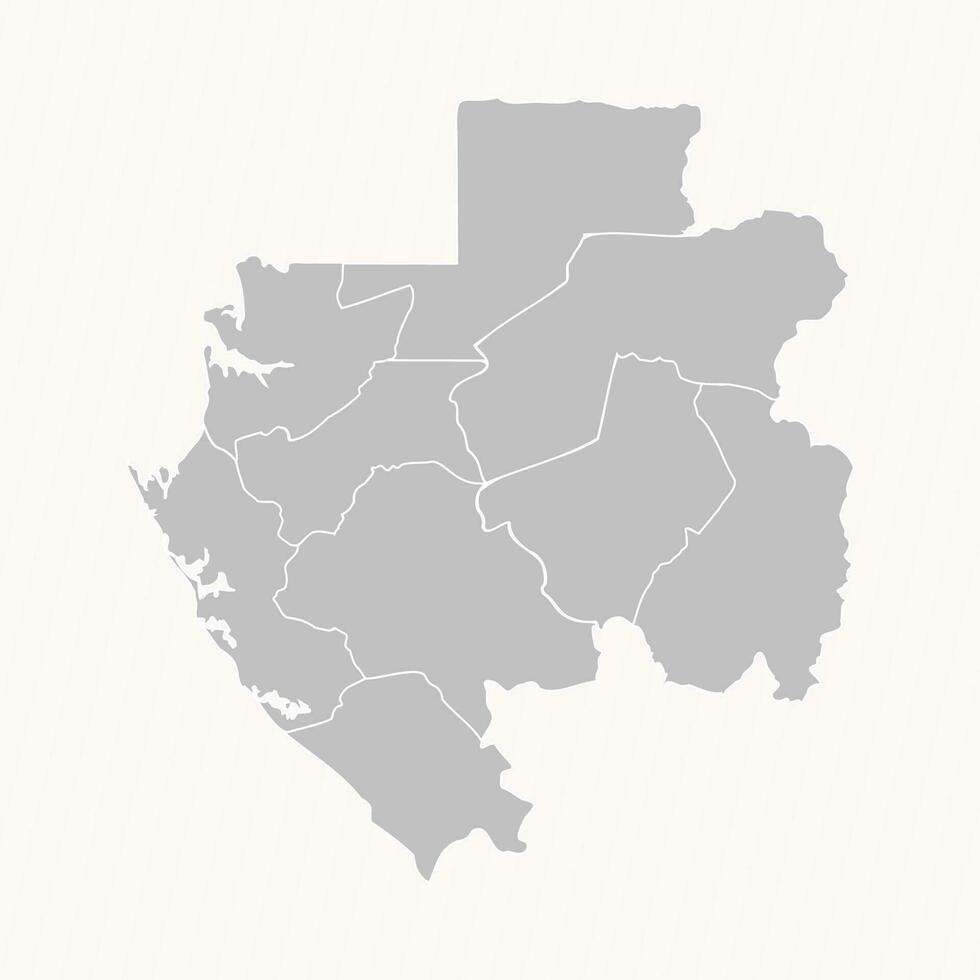 gedetailleerd kaart van Gabon met staten en steden vector