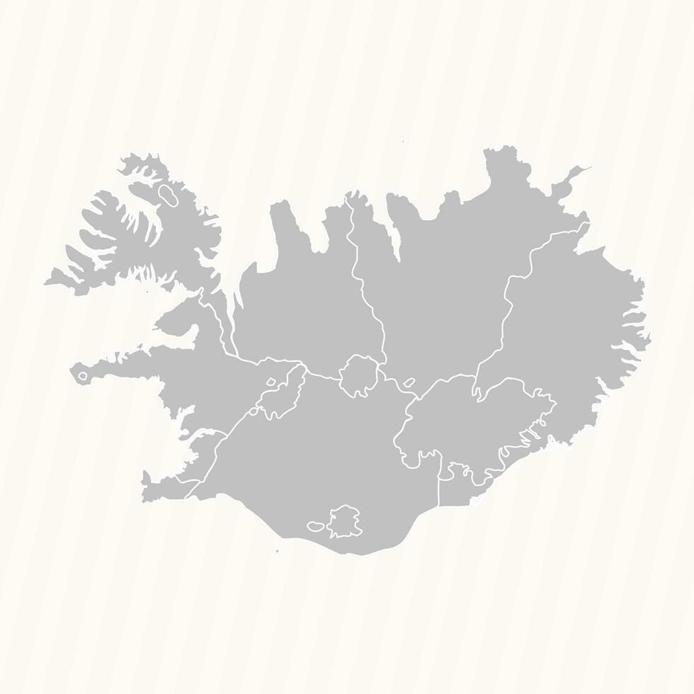 gedetailleerd kaart van IJsland met staten en steden vector