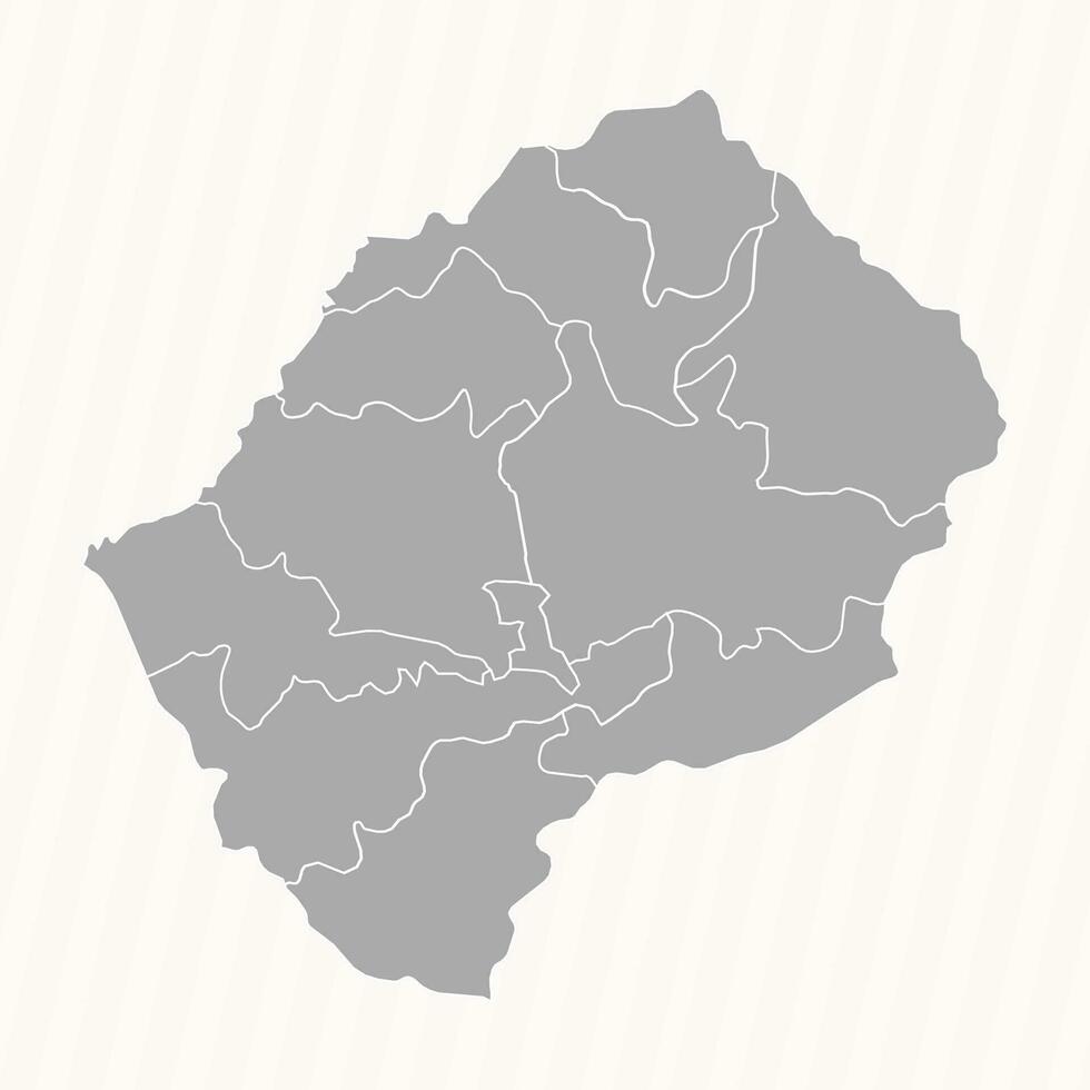 gedetailleerd kaart van Lesotho met staten en steden vector