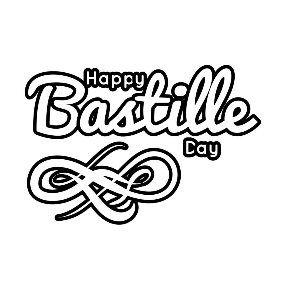 bastille dag belettering lijnstijl vector