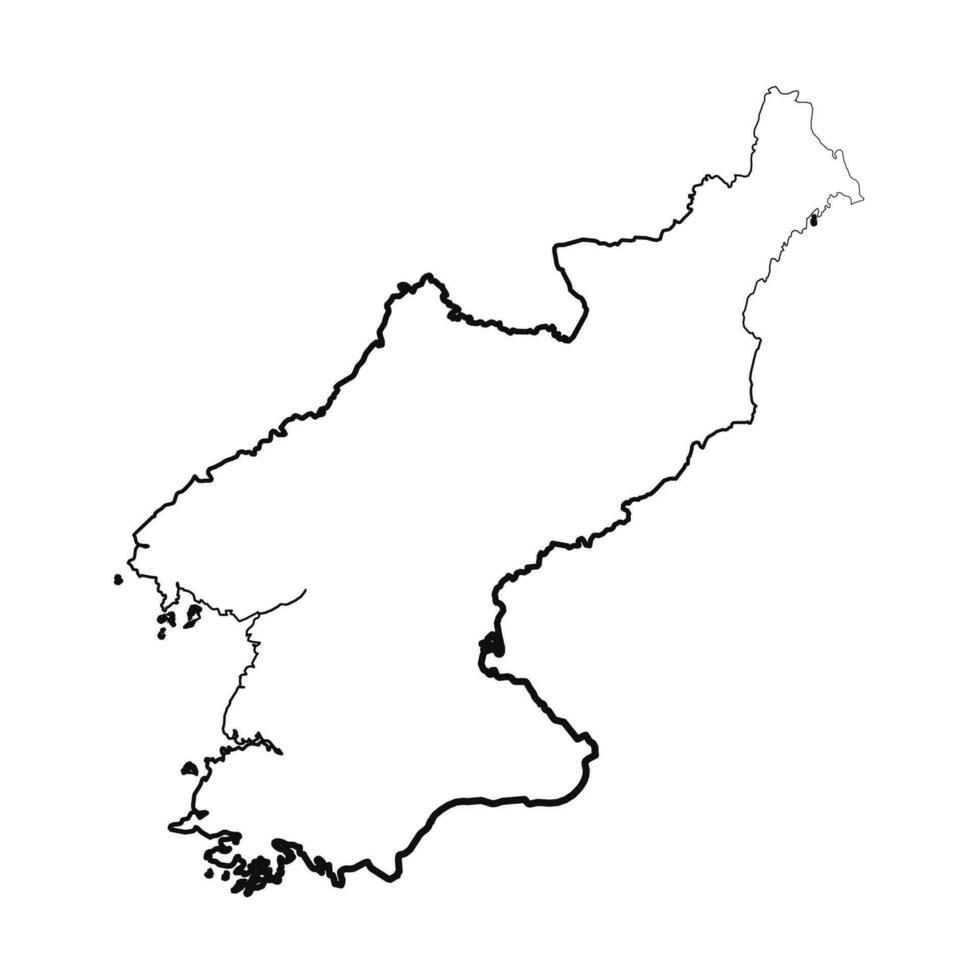 hand- getrokken bekleed noorden Korea gemakkelijk kaart tekening vector