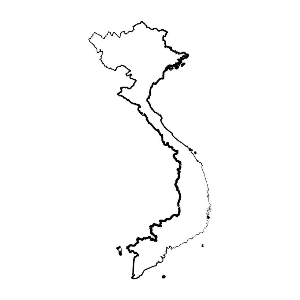 hand- getrokken bekleed Vietnam gemakkelijk kaart tekening vector