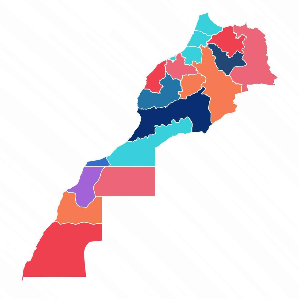 veelkleurig kaart van Marokko western Sahara met provincies vector