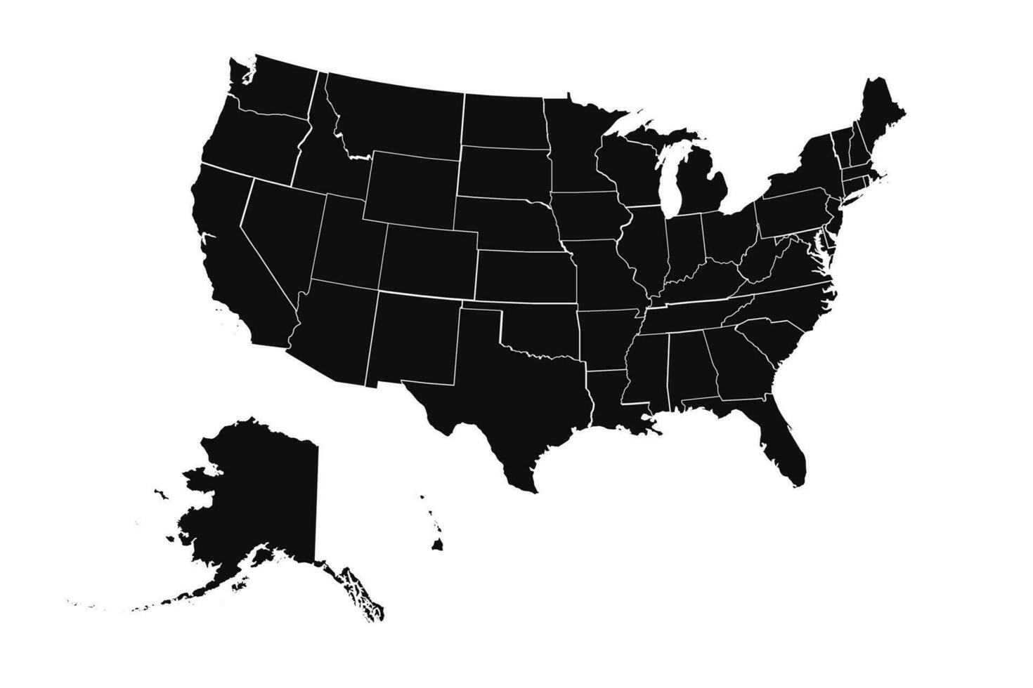 abstract Verenigde staten silhouet gedetailleerd kaart vector