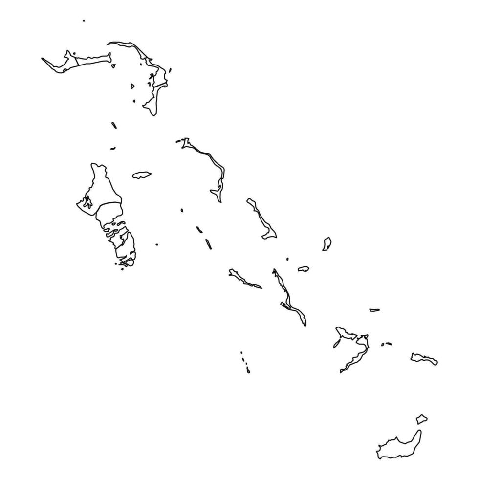 schets schetsen kaart van Bahamas met staten en steden vector