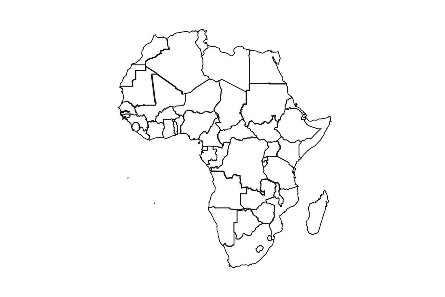 schets schetsen kaart van Afrika met landen vector