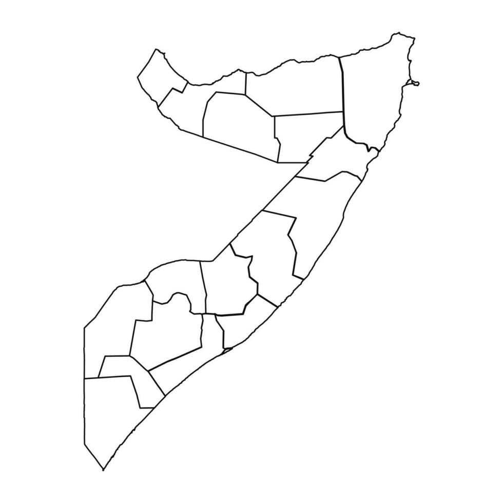 schets schetsen kaart van Somalië met staten en steden vector