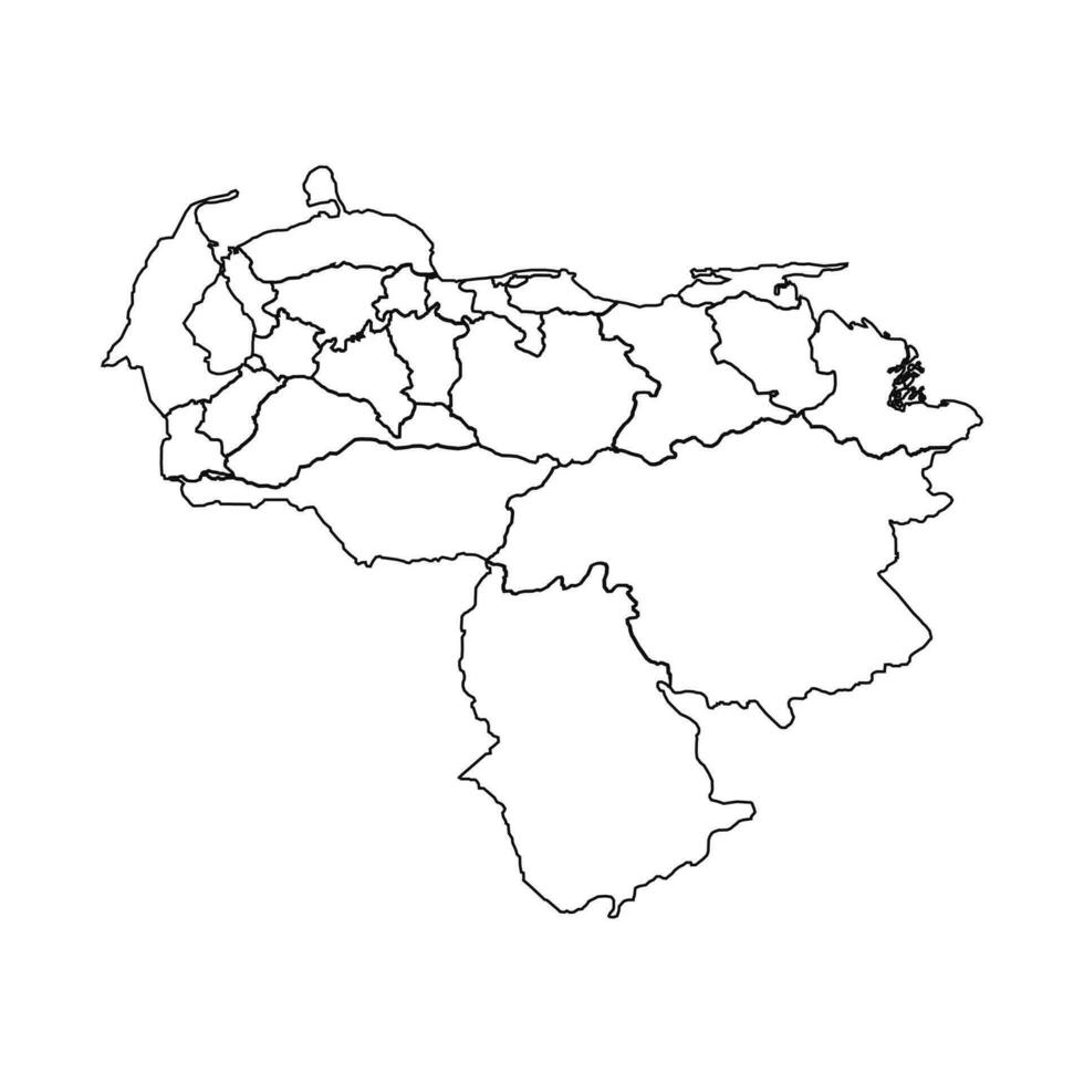 schets schetsen kaart van Venezuela met staten en steden vector