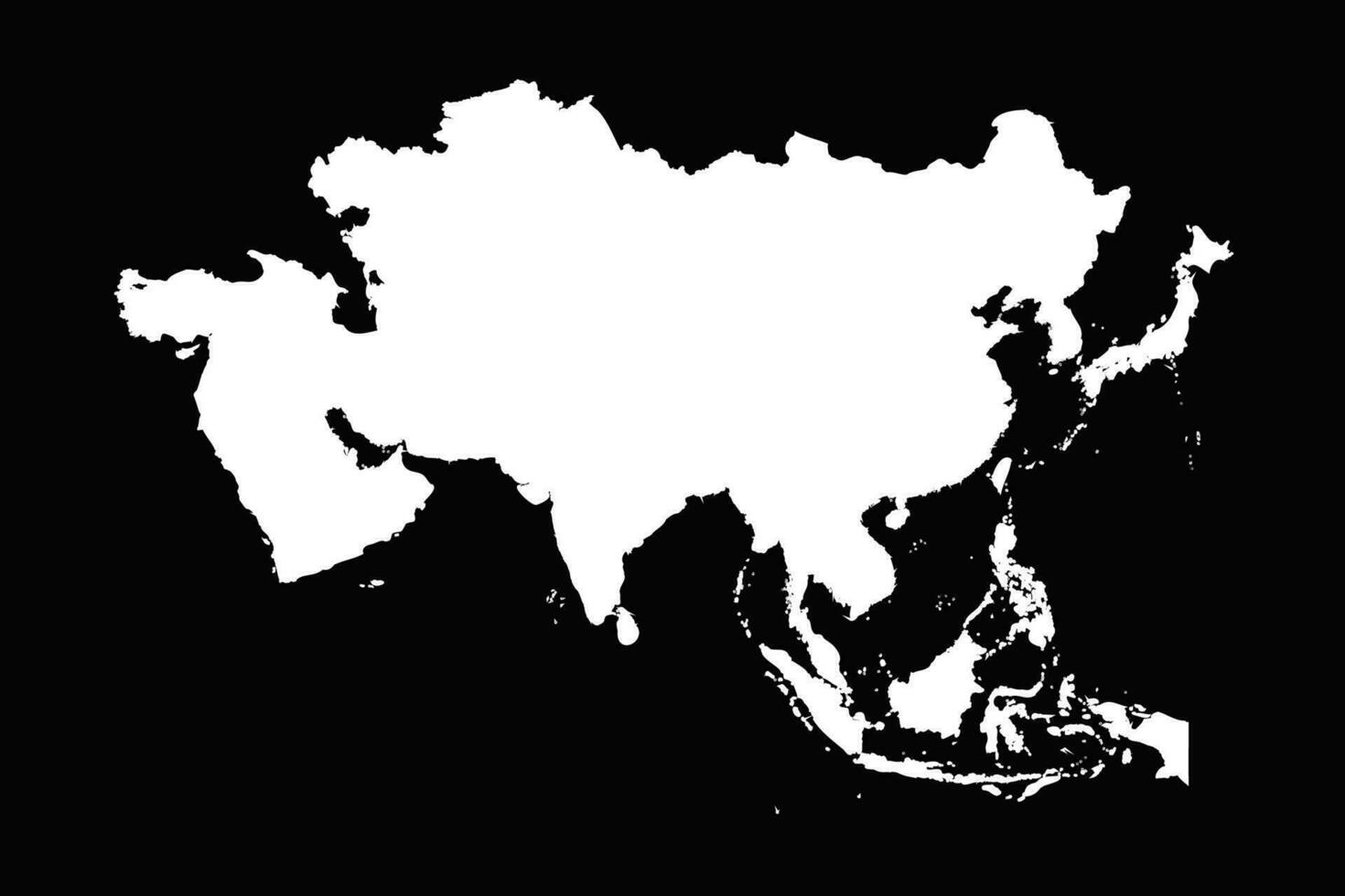 gemakkelijk Azië kaart geïsoleerd Aan zwart achtergrond vector