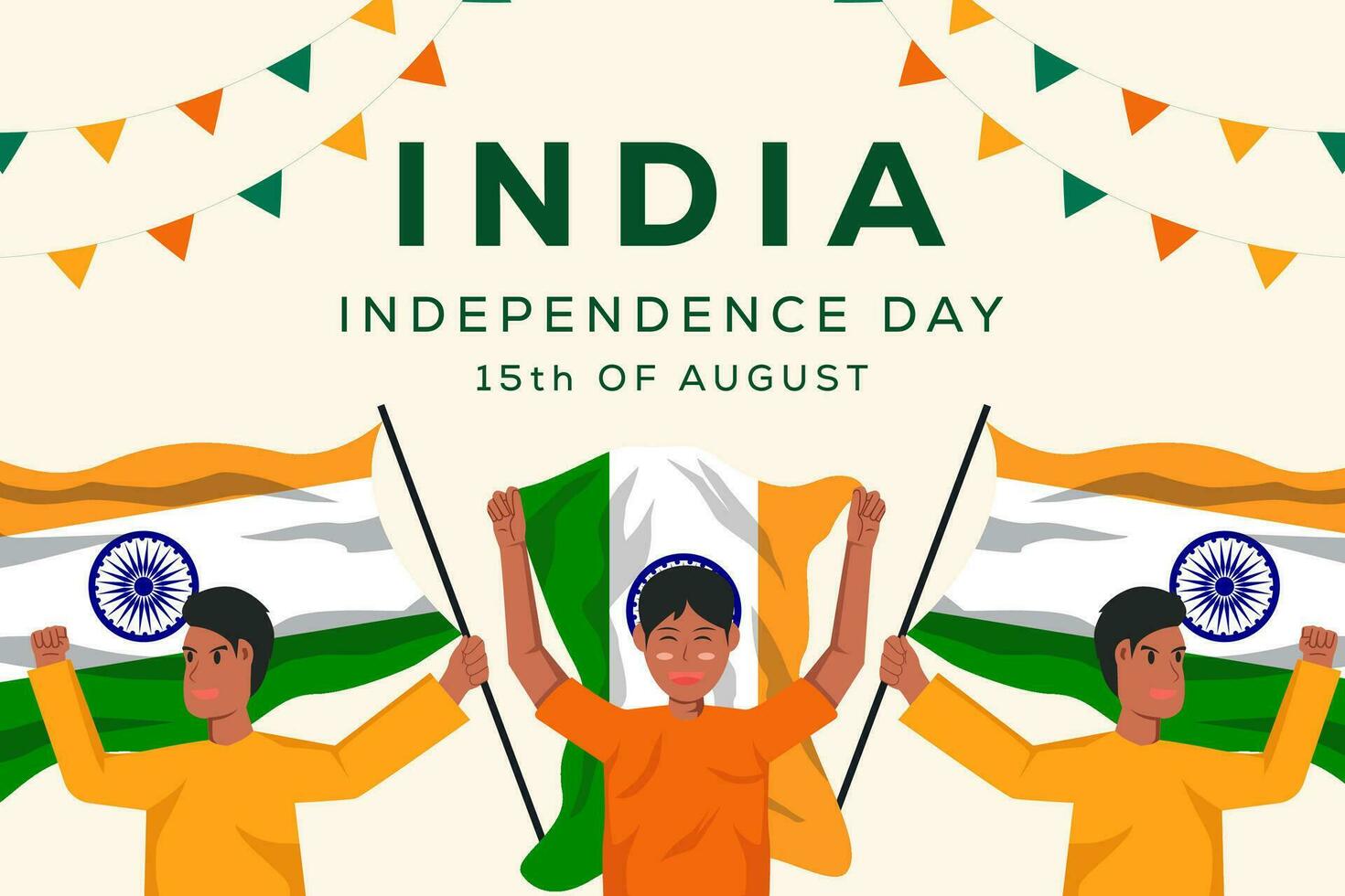 Indië onafhankelijkheid dag 15 augustus horizontaal banier vector