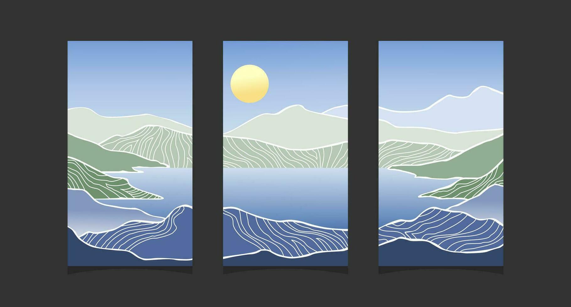 abstract berg schilderen, voor behang en interieur, vector illustratie.