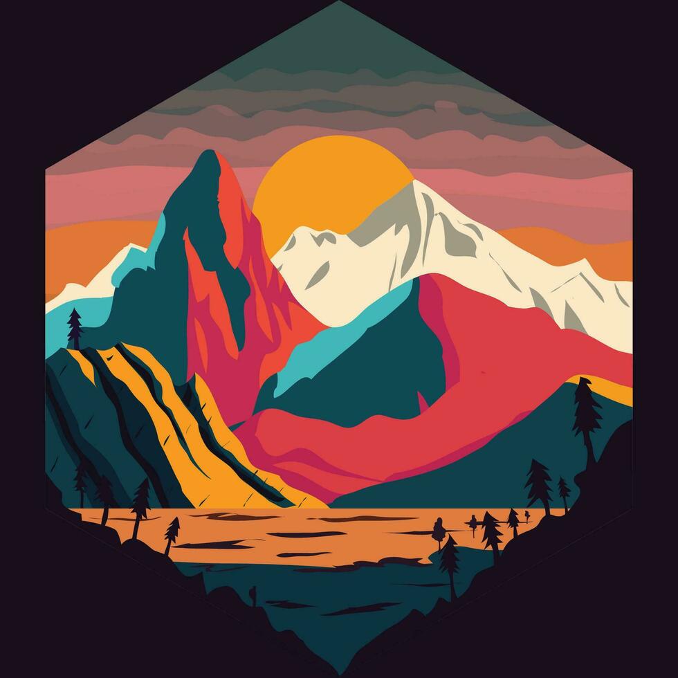 berglandschap vlak vector illustratie kunst