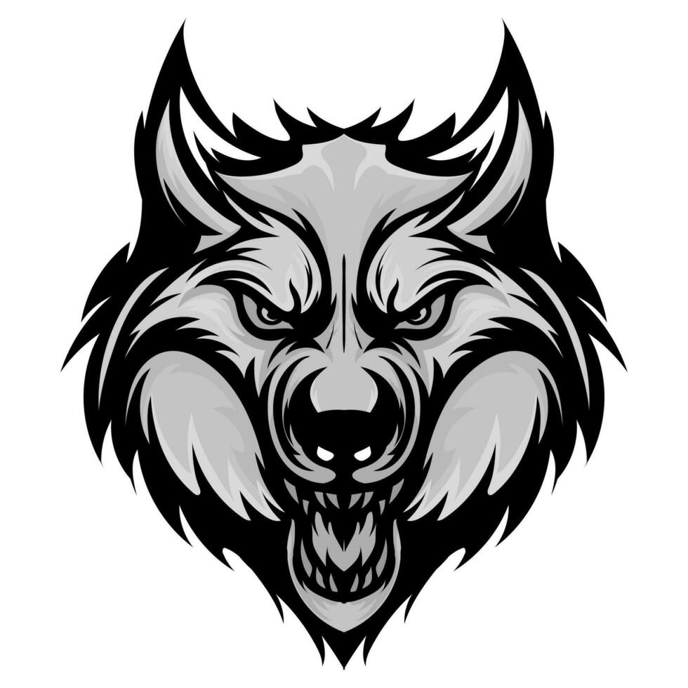 wolf hoofd tatoeages zwart-01 vector