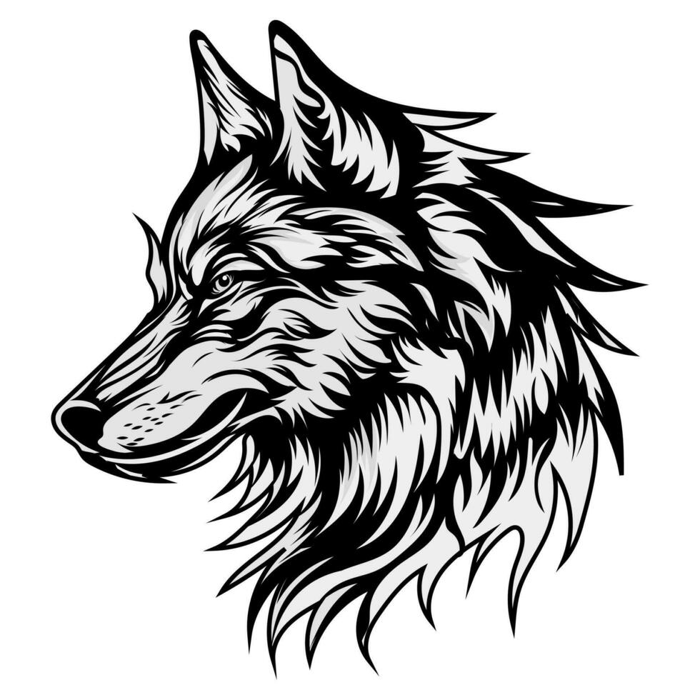 wolf hoofd tatoeages zwart-09 vector