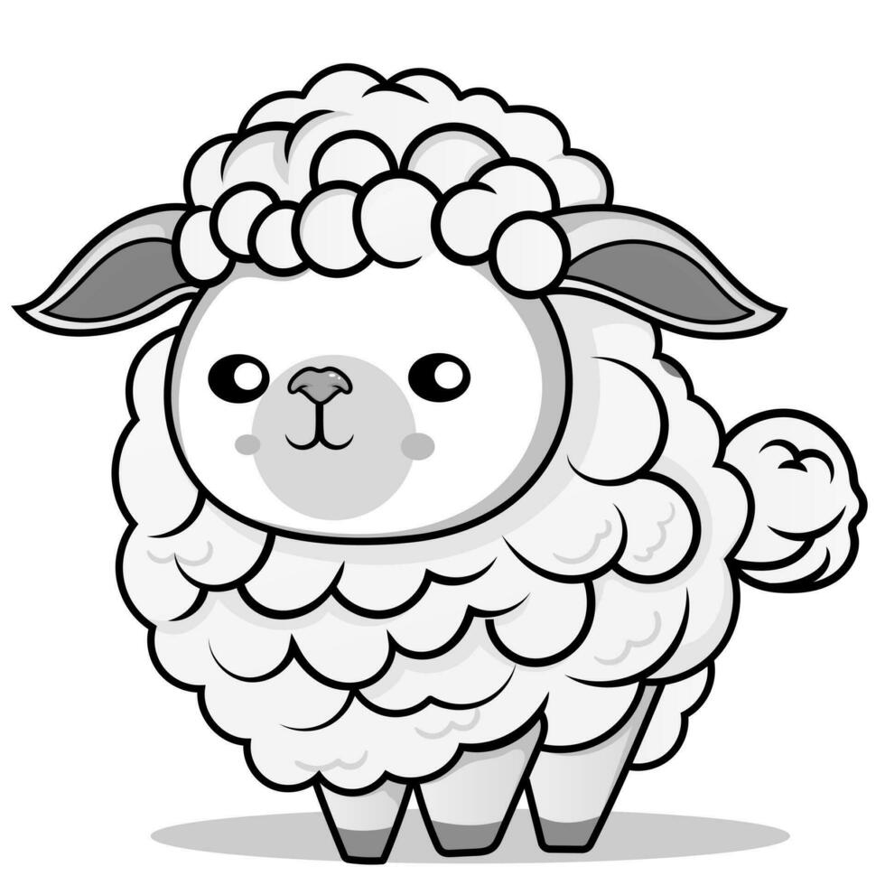 kleur bladzijde schets van tekenfilm schapen of lam. boerderij dieren. kleur boek voor kinderen.zwart schets hand- getrokken tekenfilm schapen Aan een wit achtergrond. vector