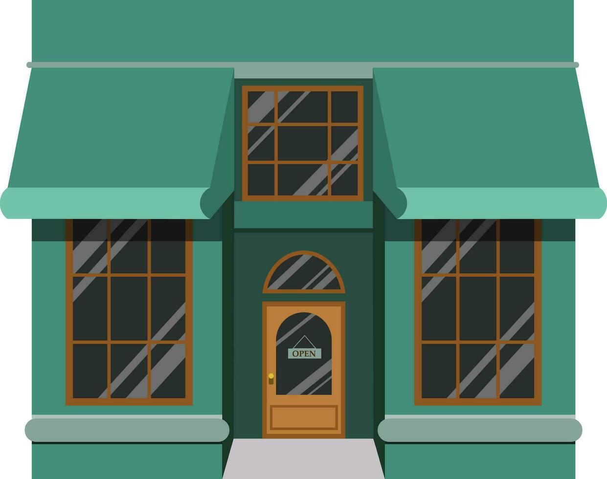 wijnoogst etalage.klassiek gebouw gevel.café gebouw facade Europese stad straat gebouw buitenkant vector illustratie