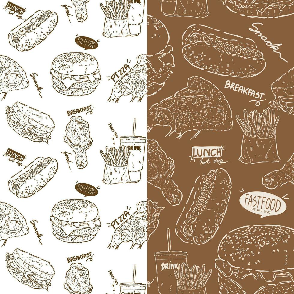 snel voedsel naadloos patroon vector illustratie voor cafe bar restaurant en inpakken papier