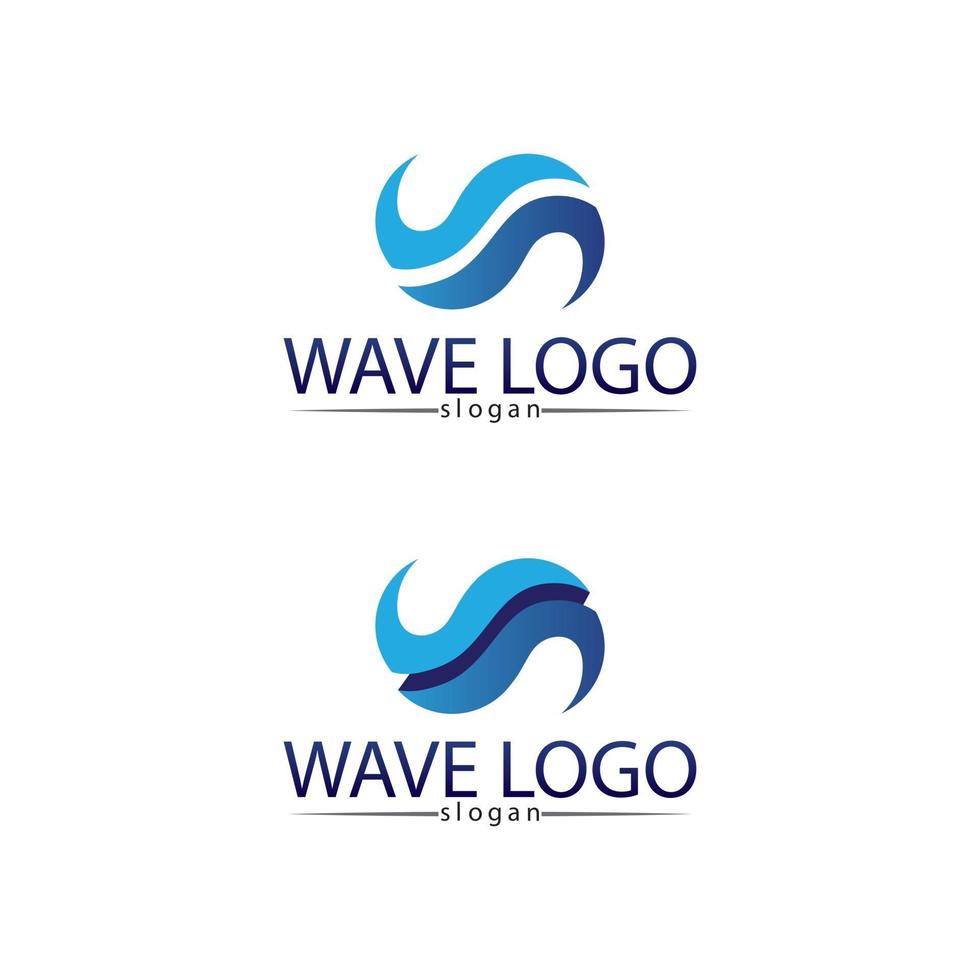 golven en blauw water strand logo en symbolen sjabloon pictogrammen app vector