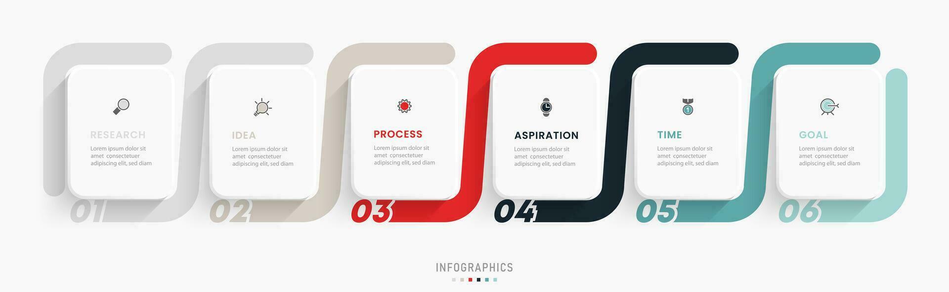 vector infographic labelontwerpsjabloon met pictogrammen en 6 opties of stappen. kan worden gebruikt voor procesdiagram, presentaties, workflowlay-out, banner, stroomschema, infografiek.