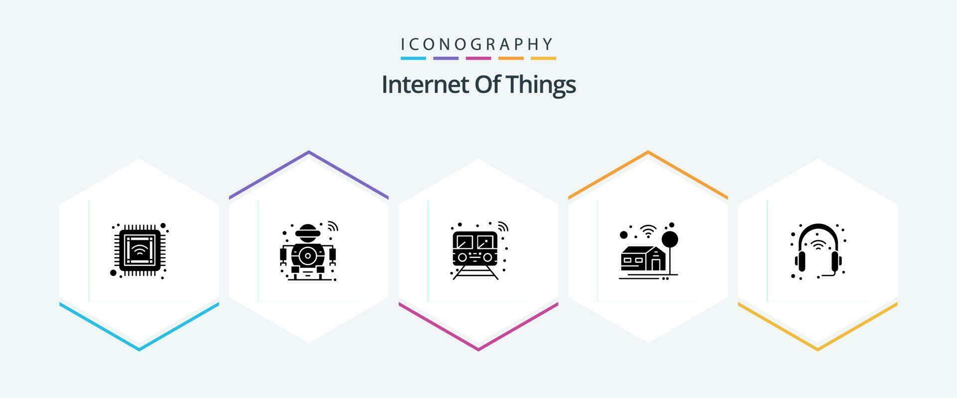 internet van dingen 25 glyph icoon pak inclusief apparaat. slim. techniek. huis. trein vector