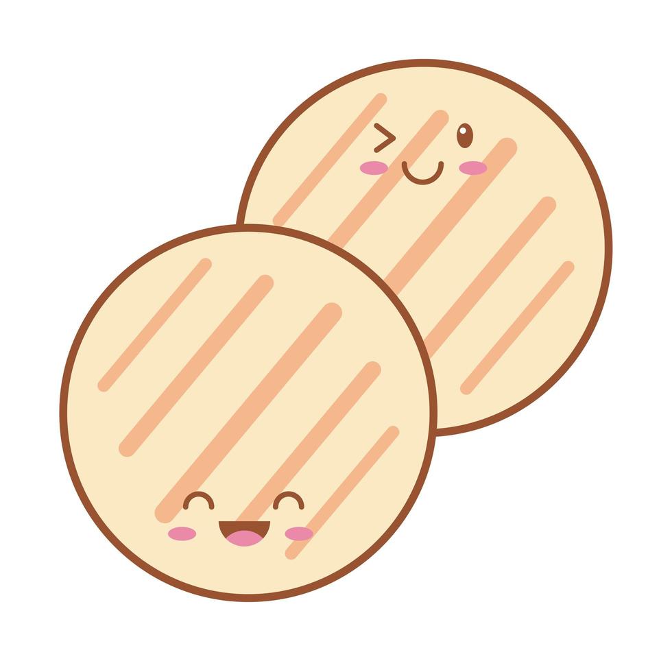 zoete koekjes kawaii lijn en vul stijlicoon vector