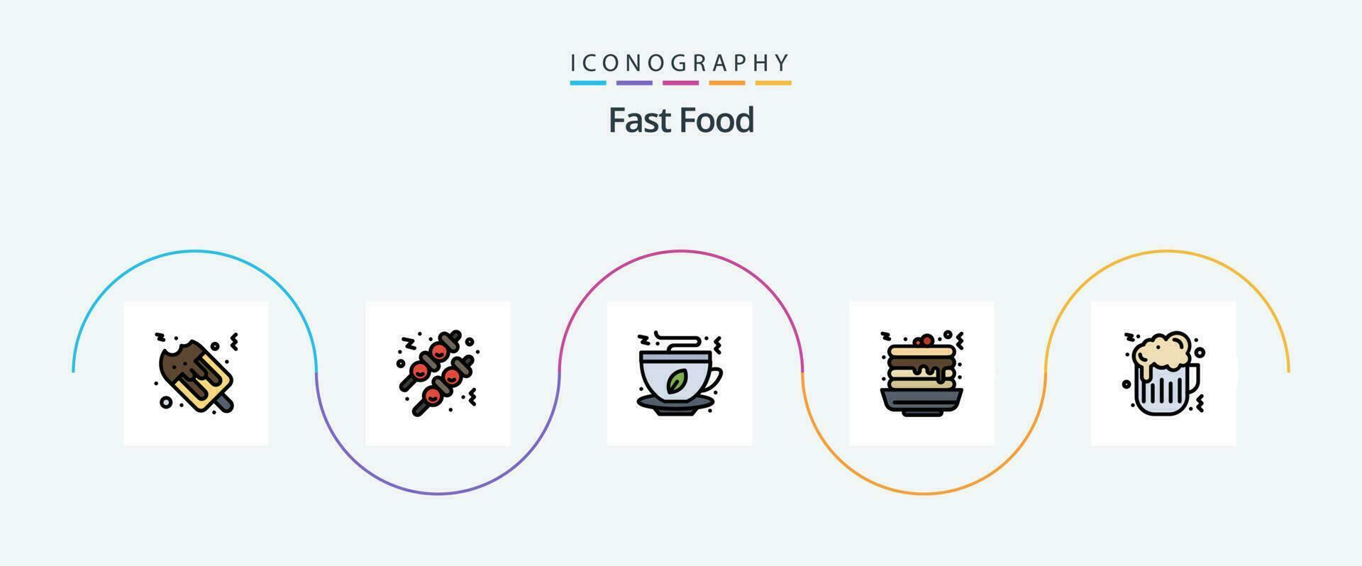snel voedsel lijn gevulde vlak 5 icoon pak inclusief . snel voedsel. snel voedsel. bier. voedsel vector