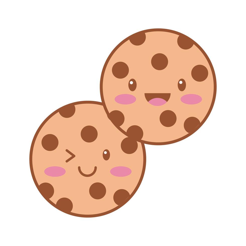 zoete koekjes kawaii lijn en vul stijlicoon vector