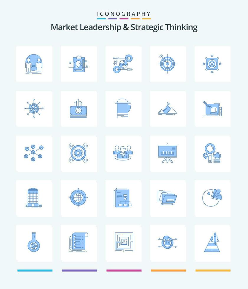 creatief markt leiderschap en strategisch denken 25 blauw icoon pak zo net zo darten. focus. gebruiker ID kaart. relevant. idee vector