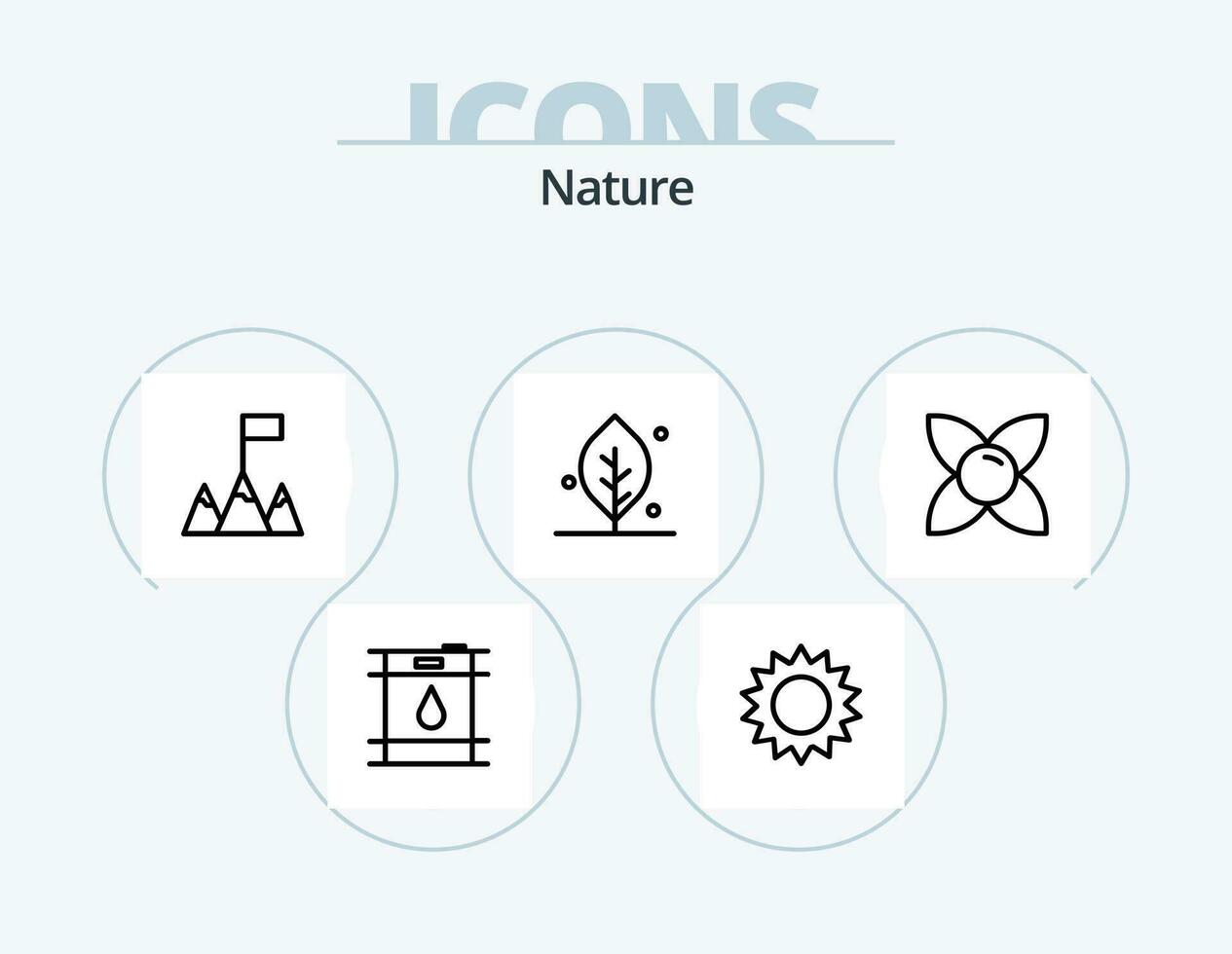 natuur lijn icoon pak 5 icoon ontwerp. . . benzine. bergen. natuur vector