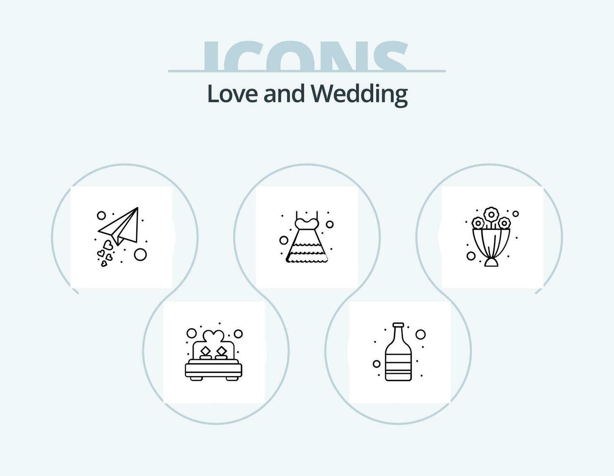 bruiloft lijn icoon pak 5 icoon ontwerp. koets. koerier. romantiek. valentijn. ring vector