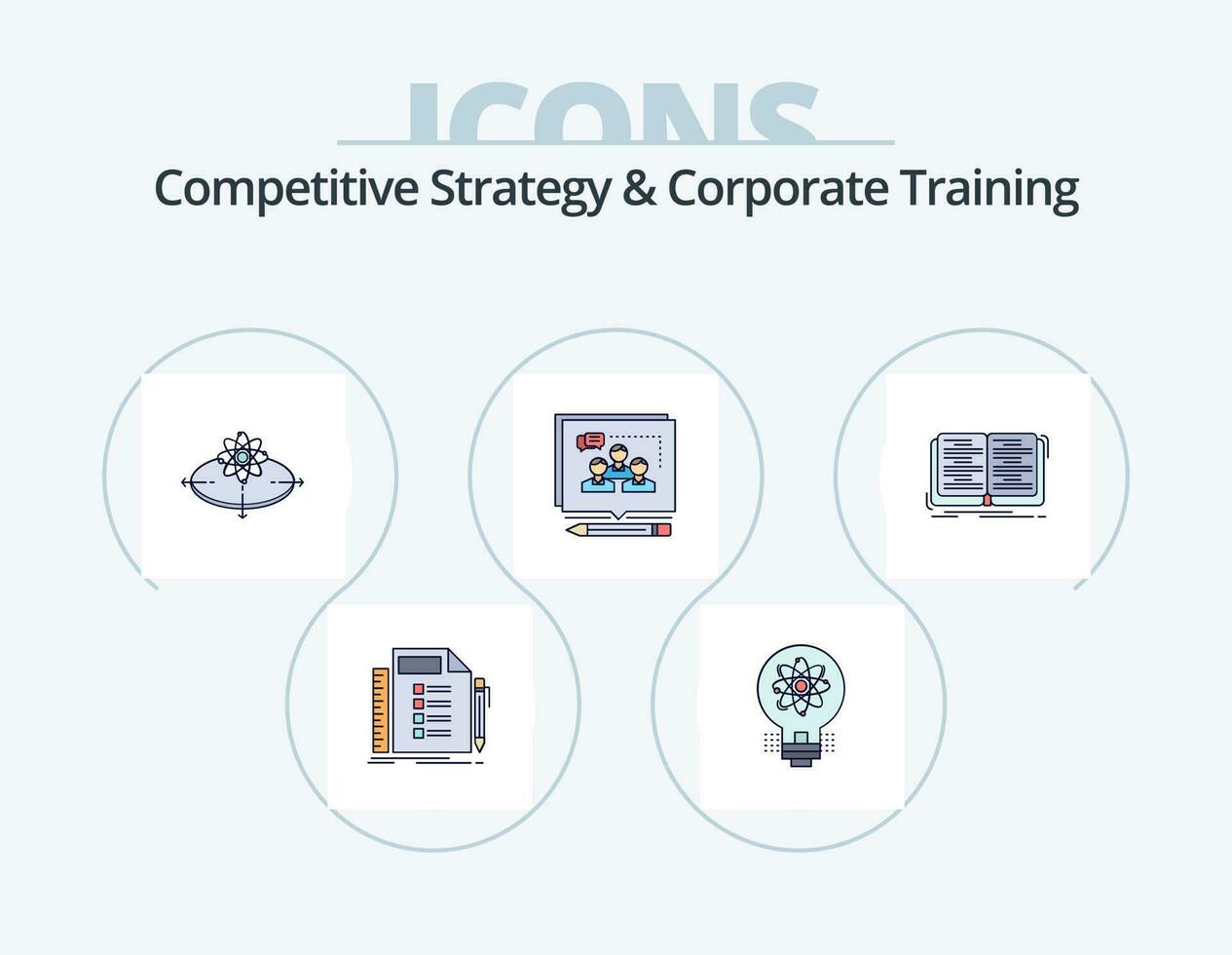 competitief strategie en zakelijke opleiding lijn gevulde icoon pak 5 icoon ontwerp. menselijk. toewijzing. lager. vaardigheid. menselijk vector