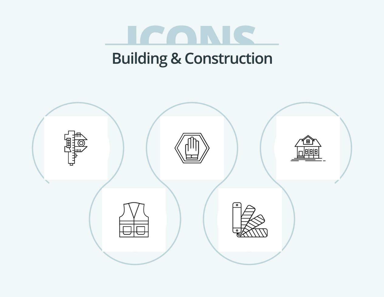 gebouw en bouw lijn icoon pak 5 icoon ontwerp. tang. arbeid. uitverkoop. aannemer. industrie vector