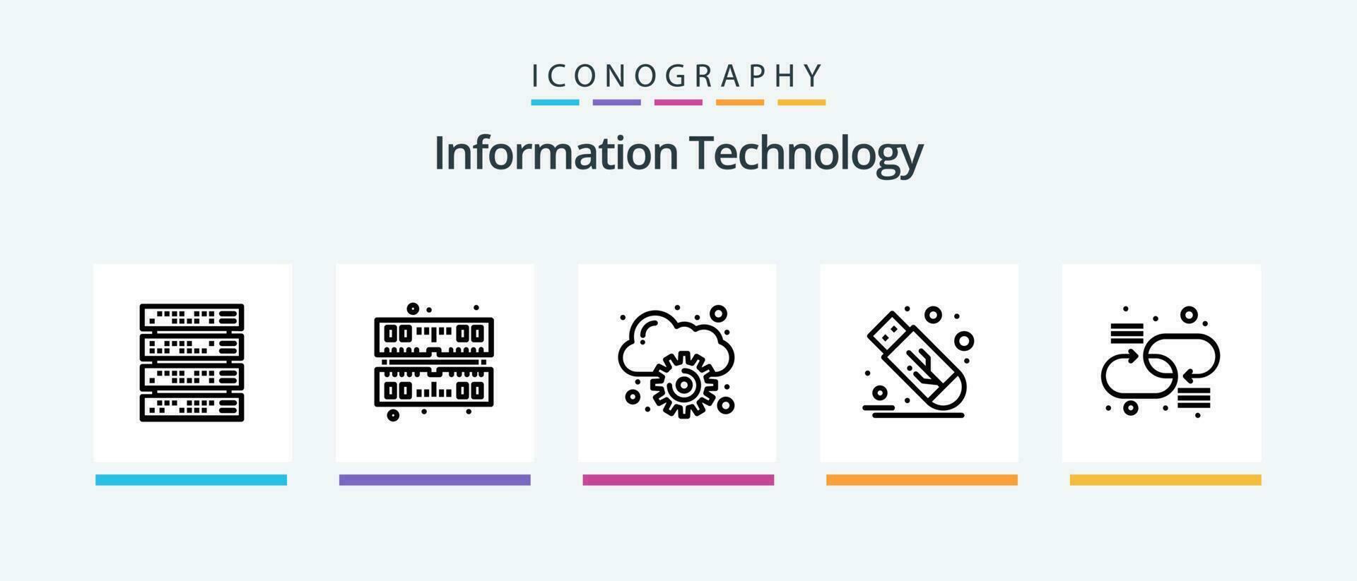 informatie technologie lijn 5 icoon pak inclusief . schakelaar. back-up. stroom. telecommunicatie. creatief pictogrammen ontwerp vector