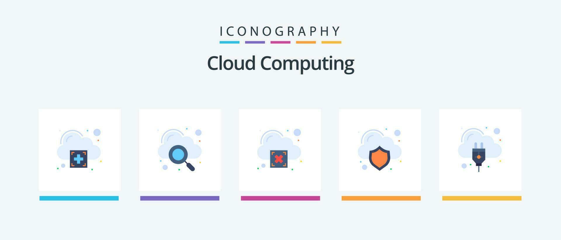 wolk berekenen vlak 5 icoon pak inclusief internet verbinding. wolk. bescherming. wolk. creatief pictogrammen ontwerp vector