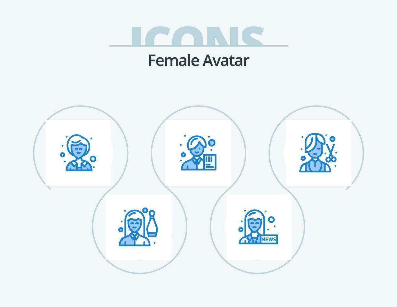 vrouw avatar blauw icoon pak 5 icoon ontwerp. snijder. vrouw. zakenvrouw. avatar. analist vector