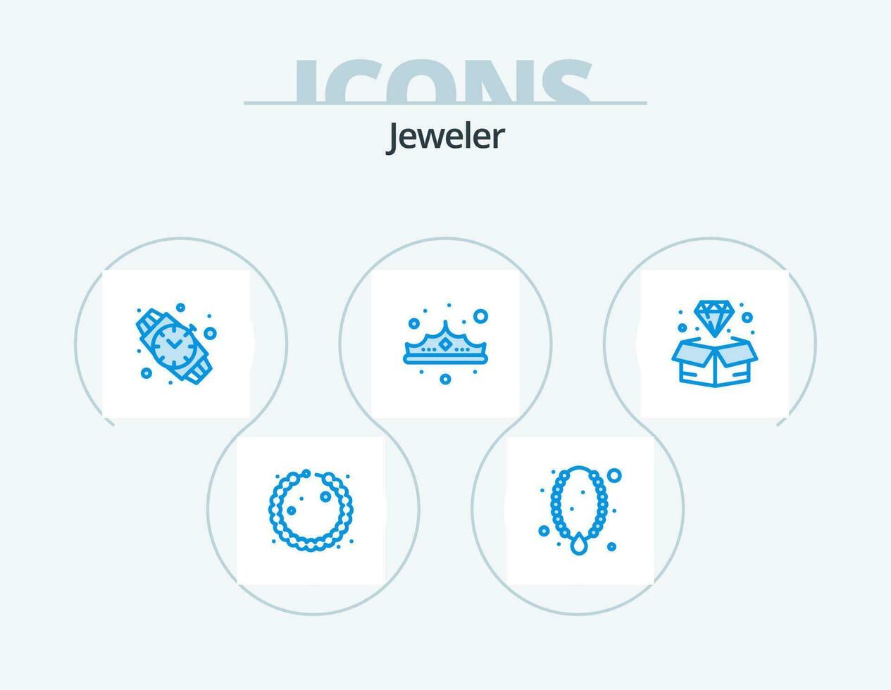 sieraden blauw icoon pak 5 icoon ontwerp. diamant. luxe. hand- horloge. sieraden. mode vector