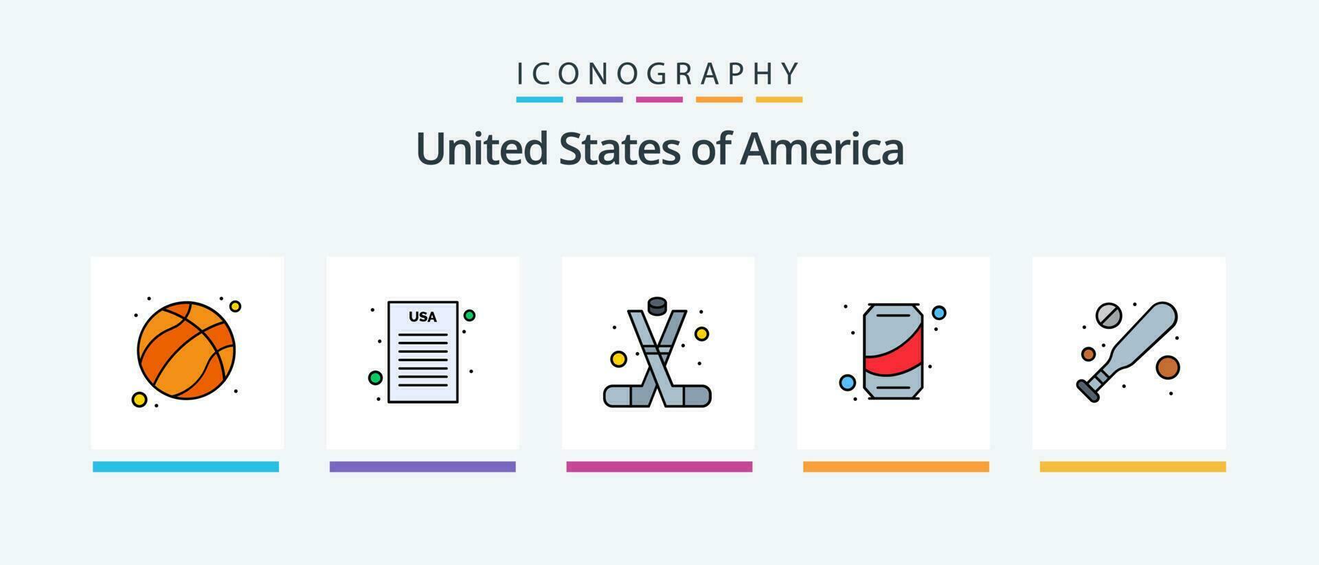 Verenigde Staten van Amerika lijn gevulde 5 icoon pak inclusief prijs. spel. deur. sleuf. casino. creatief pictogrammen ontwerp vector