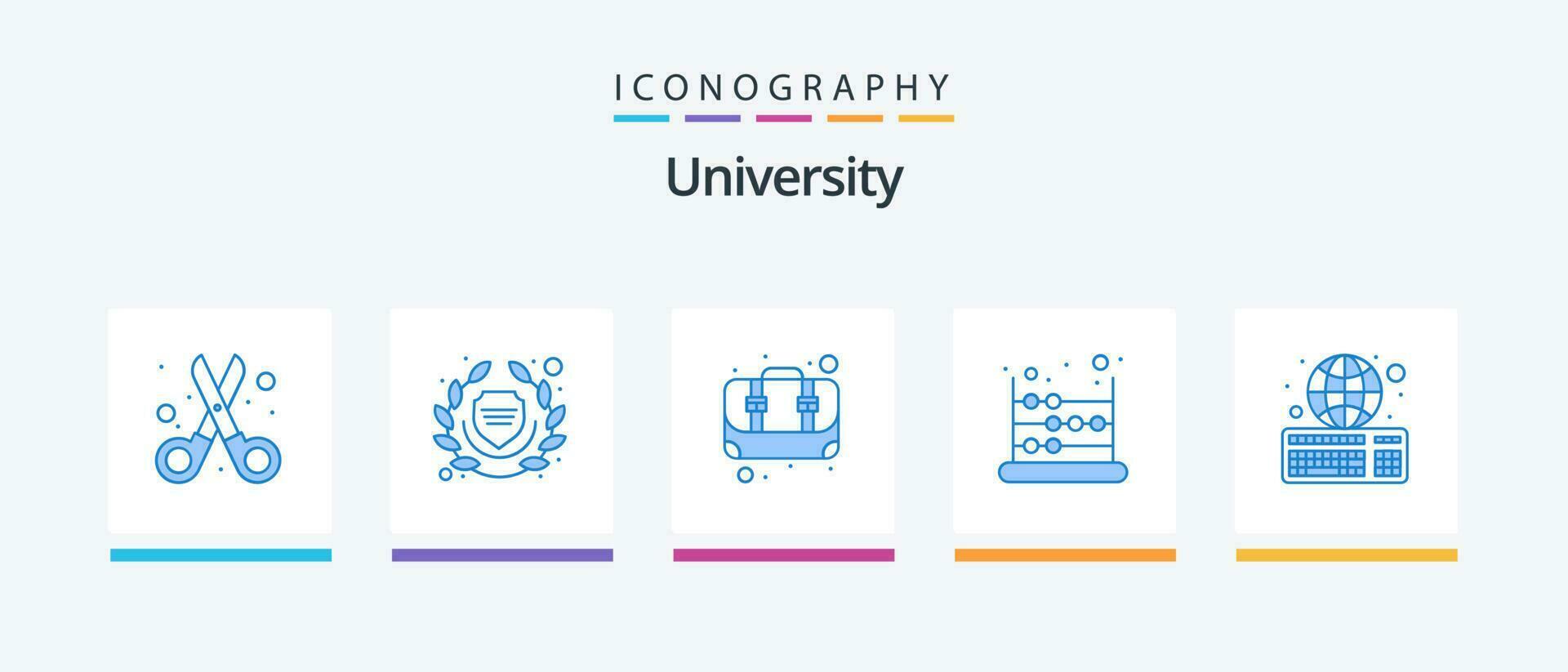 Universiteit blauw 5 icoon pak inclusief online opdracht. doos. wiskunde. telraam. creatief pictogrammen ontwerp vector