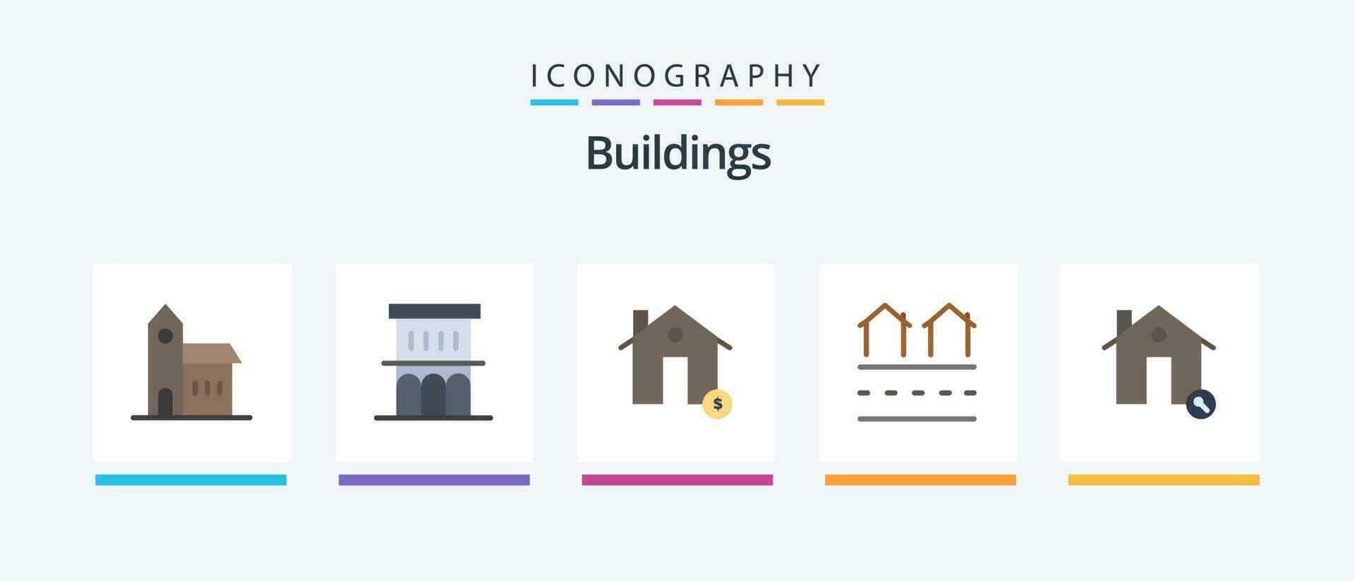gebouwen vlak 5 icoon pak inclusief huisvesting. landgoed. eigendom. huis. dollar. creatief pictogrammen ontwerp vector