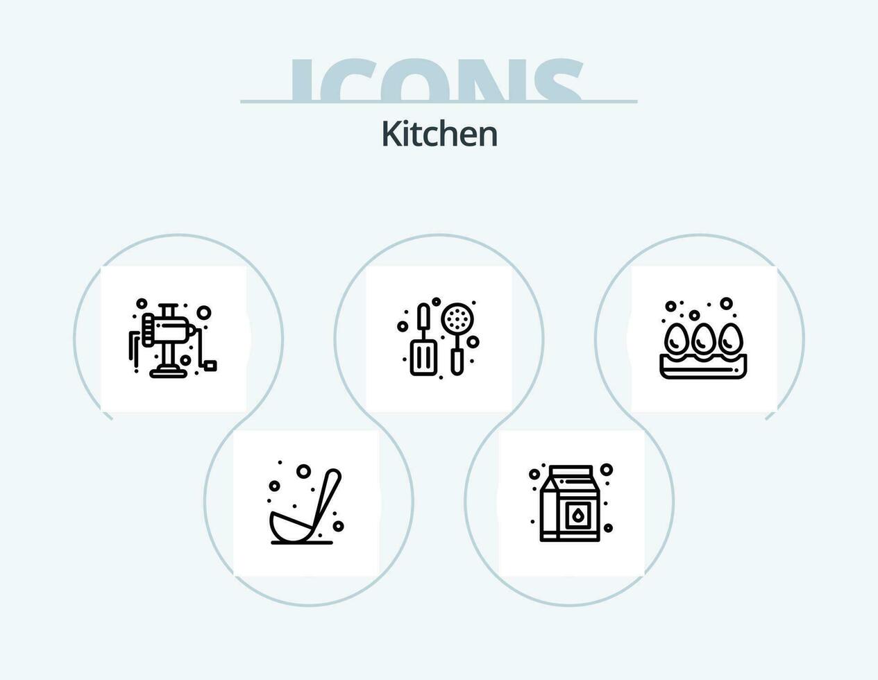 keuken lijn icoon pak 5 icoon ontwerp. . beker. Koken. thee. zout vector